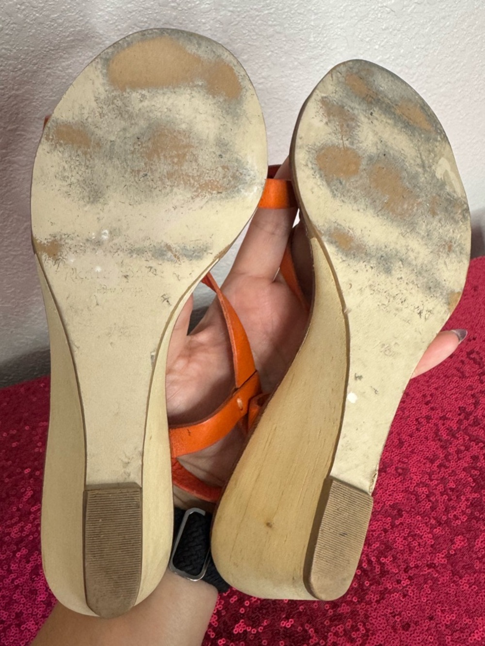 kate spade Tan Leather Strappy Wedge Sandals - Picture 12 of 12